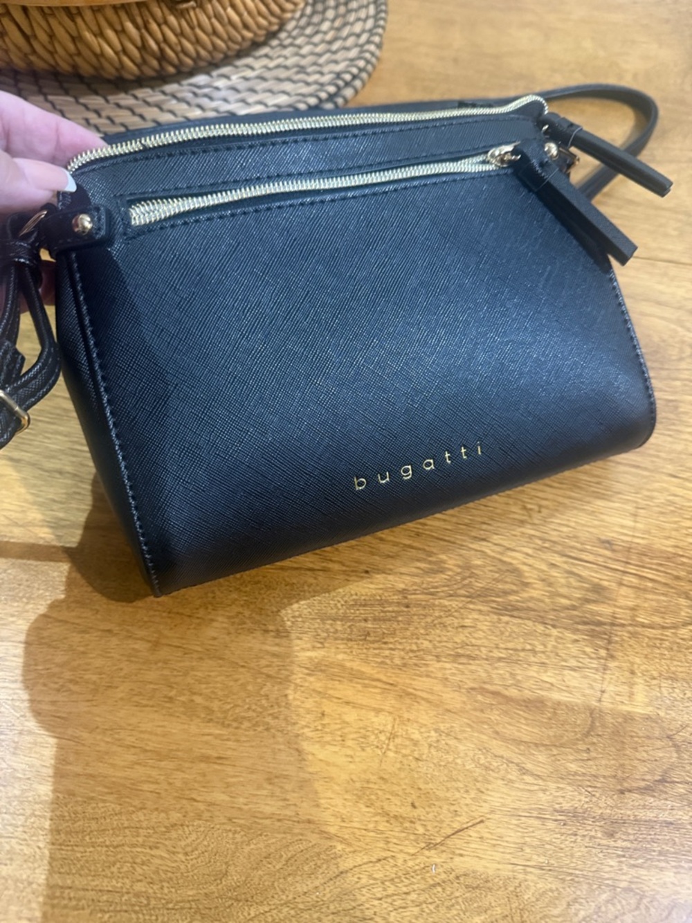 Bugatti Black Crossbody with Gold Hardware